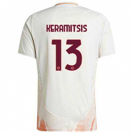 Kandiny Enfant Maillot Dimitrios Keramitsis #13 Crème Blanc Orange Tenues Extérieur 2024/25 T-Shirt