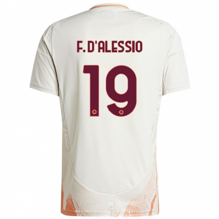 Kandiny Enfant Maillot Francesco D'alessio #19 Crème Blanc Orange Tenues Extérieur 2024/25 T-Shirt