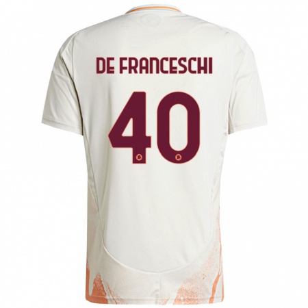 Kandiny Enfant Maillot Leonardo De Franceschi #40 Crème Blanc Orange Tenues Extérieur 2024/25 T-Shirt