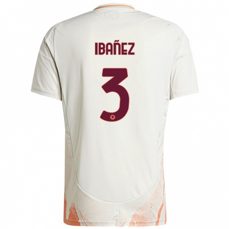 Kandiny Enfant Maillot Roger Ibanez #3 Crème Blanc Orange Tenues Extérieur 2024/25 T-Shirt