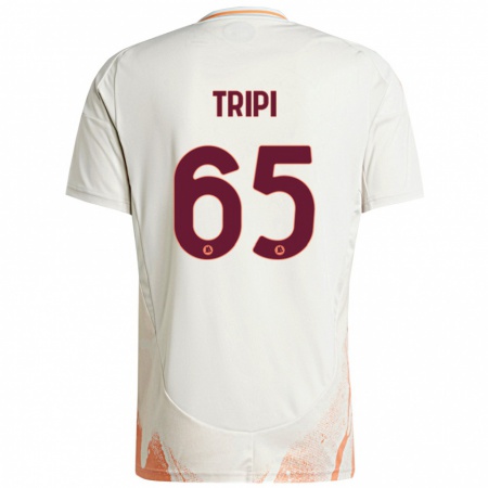 Kandiny Enfant Maillot Filippo Tripi #65 Crème Blanc Orange Tenues Extérieur 2024/25 T-Shirt