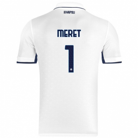 Kandiny Enfant Maillot Alex Meret #1 Blanc Bleu Royal Tenues Extérieur 2024/25 T-Shirt