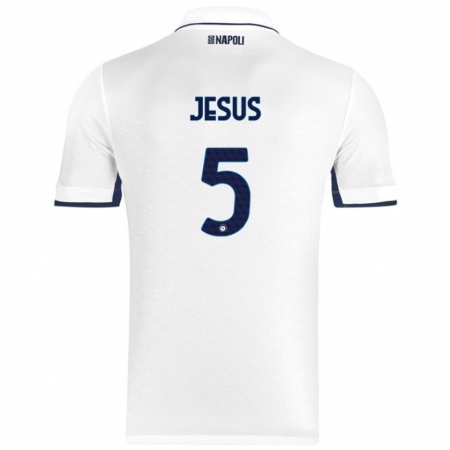 Kandiny Enfant Maillot Juan Jesus #5 Blanc Bleu Royal Tenues Extérieur 2024/25 T-Shirt