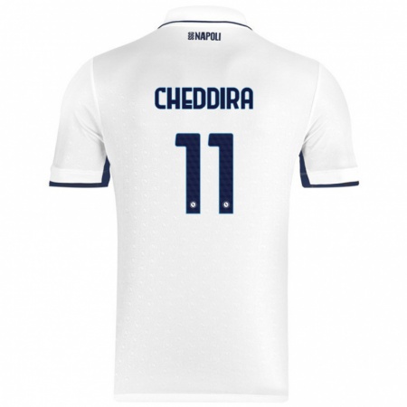 Kandiny Enfant Maillot Walid Cheddira #11 Blanc Bleu Royal Tenues Extérieur 2024/25 T-Shirt