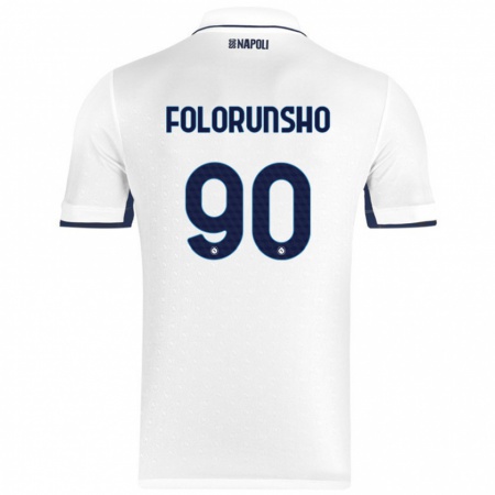 Kandiny Enfant Maillot Michael Folorunsho #90 Blanc Bleu Royal Tenues Extérieur 2024/25 T-Shirt