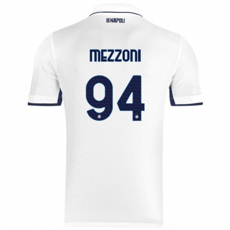 Kandiny Enfant Maillot Francesco Mezzoni #94 Blanc Bleu Royal Tenues Extérieur 2024/25 T-Shirt