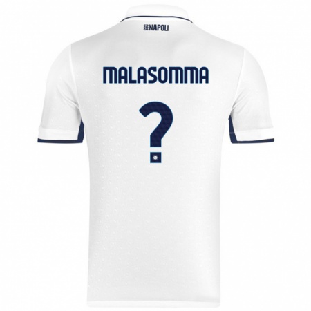 Kandiny Enfant Maillot Matteo Malasomma #0 Blanc Bleu Royal Tenues Extérieur 2024/25 T-Shirt