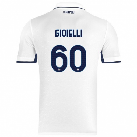 Kandiny Enfant Maillot Francesco Gioielli #60 Blanc Bleu Royal Tenues Extérieur 2024/25 T-Shirt