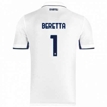 Kandiny Enfant Maillot Beatrice Beretta #1 Blanc Bleu Royal Tenues Extérieur 2024/25 T-Shirt