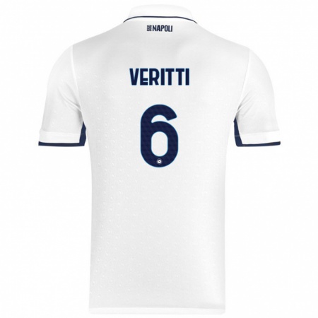 Kandiny Enfant Maillot Federica Veritti #6 Blanc Bleu Royal Tenues Extérieur 2024/25 T-Shirt