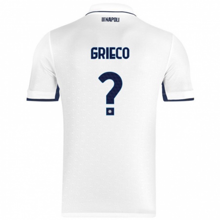 Kandiny Enfant Maillot Alessandro Grieco #0 Blanc Bleu Royal Tenues Extérieur 2024/25 T-Shirt