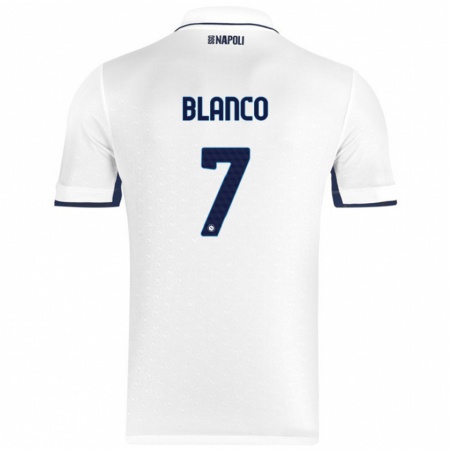 Kandiny Enfant Maillot Gimena Blanco #7 Blanc Bleu Royal Tenues Extérieur 2024/25 T-Shirt