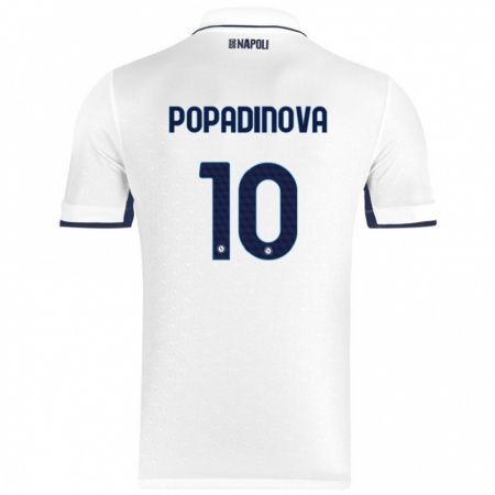 Kandiny Enfant Maillot Evdokiya Popadinova #10 Blanc Bleu Royal Tenues Extérieur 2024/25 T-Shirt