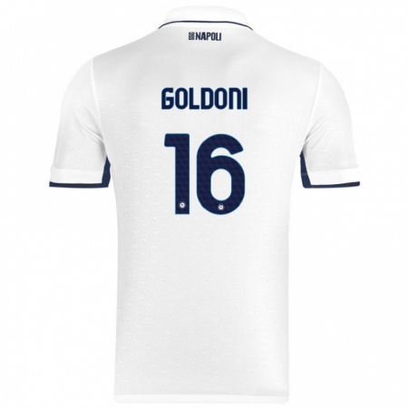 Kandiny Enfant Maillot Eleonora Goldoni #16 Blanc Bleu Royal Tenues Extérieur 2024/25 T-Shirt