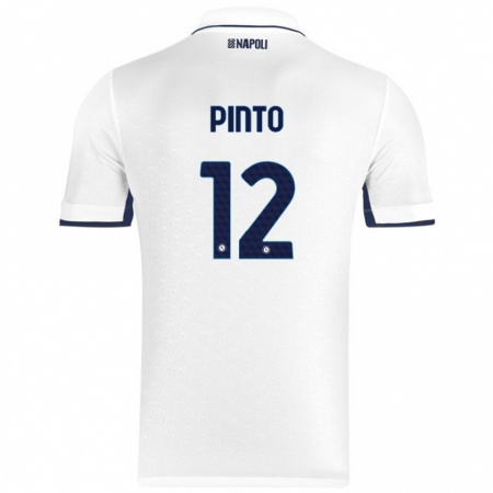 Kandiny Enfant Maillot Ciro Pinto #12 Blanc Bleu Royal Tenues Extérieur 2024/25 T-Shirt