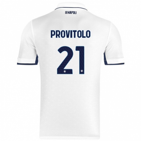 Kandiny Enfant Maillot Vincenzo Provitolo #21 Blanc Bleu Royal Tenues Extérieur 2024/25 T-Shirt