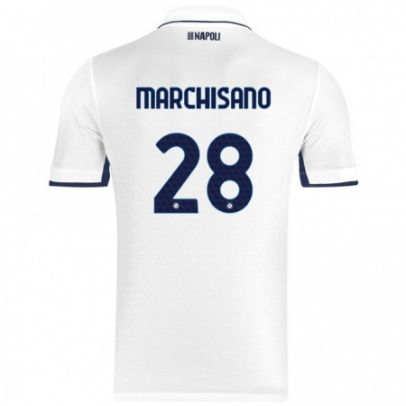 Kandiny Enfant Maillot Matteo Marchisano #28 Blanc Bleu Royal Tenues Extérieur 2024/25 T-Shirt