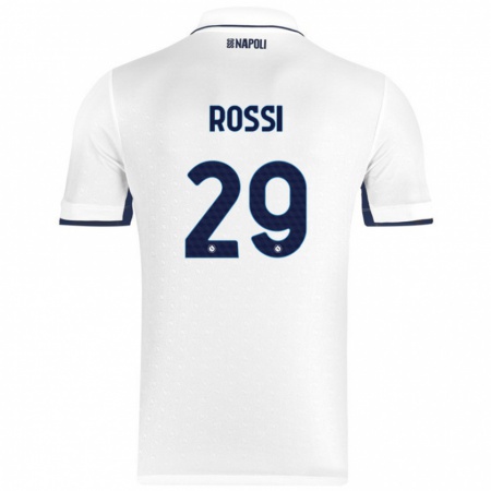 Kandiny Enfant Maillot Francesco Rossi #29 Blanc Bleu Royal Tenues Extérieur 2024/25 T-Shirt