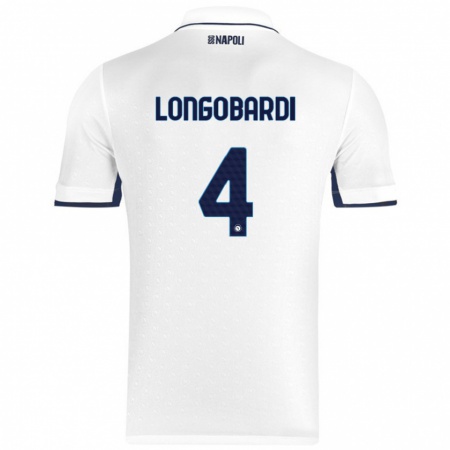 Kandiny Enfant Maillot Salvatore Longobardi #4 Blanc Bleu Royal Tenues Extérieur 2024/25 T-Shirt