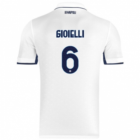 Kandiny Enfant Maillot Francesco Pio Gioielli #6 Blanc Bleu Royal Tenues Extérieur 2024/25 T-Shirt