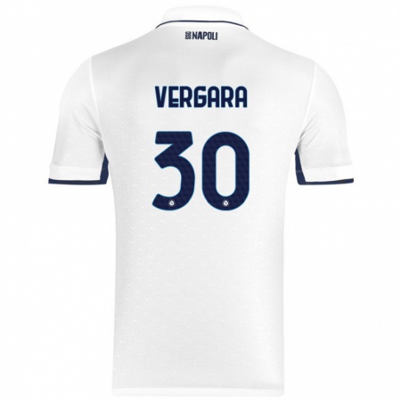 Kandiny Enfant Maillot Antonio Vergara #30 Blanc Bleu Royal Tenues Extérieur 2024/25 T-Shirt