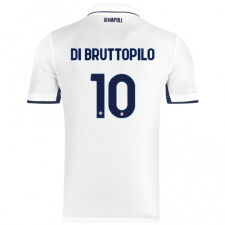 Kandiny Enfant Maillot Giuseppe Ambrosino Di Bruttopilo #10 Blanc Bleu Royal Tenues Extérieur 2024/25 T-Shirt