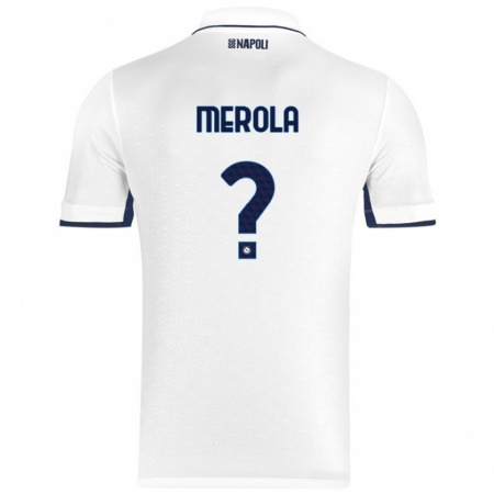 Kandiny Enfant Maillot Marco Merola #0 Blanc Bleu Royal Tenues Extérieur 2024/25 T-Shirt