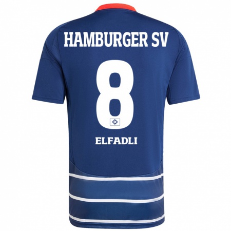 Kandiny Enfant Maillot Daniel Elfadli #8 Bleu Foncé Tenues Extérieur 2024/25 T-Shirt