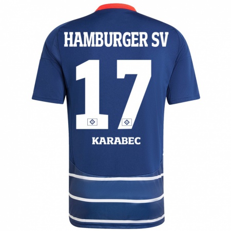 Kandiny Enfant Maillot Adam Karabec #17 Bleu Foncé Tenues Extérieur 2024/25 T-Shirt