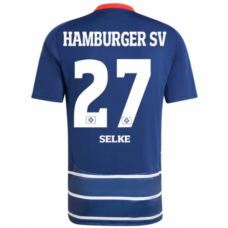 Kandiny Enfant Maillot Davie Selke #27 Bleu Foncé Tenues Extérieur 2024/25 T-Shirt