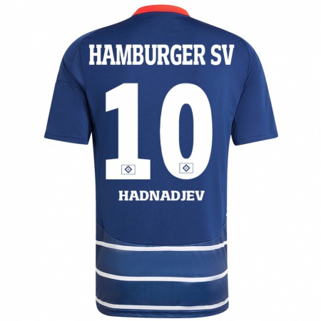 Kandiny Enfant Maillot Marko Hadnadjev #10 Bleu Foncé Tenues Extérieur 2024/25 T-Shirt