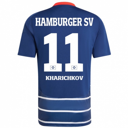 Kandiny Enfant Maillot Valentyn Kharichkov #11 Bleu Foncé Tenues Extérieur 2024/25 T-Shirt