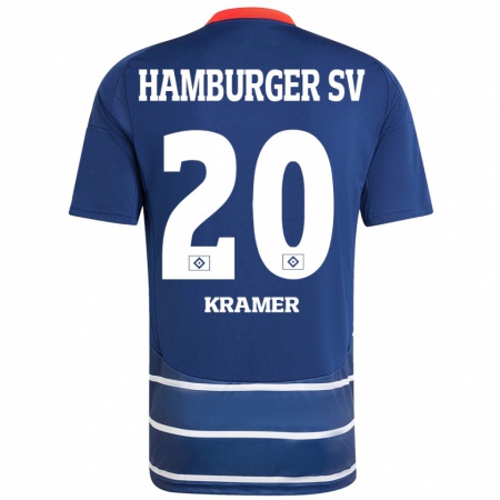 Kandiny Enfant Maillot Timon Kramer #20 Bleu Foncé Tenues Extérieur 2024/25 T-Shirt