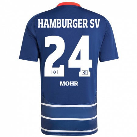 Kandiny Enfant Maillot Jannik Mohr #24 Bleu Foncé Tenues Extérieur 2024/25 T-Shirt