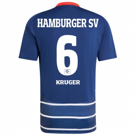 Kandiny Enfant Maillot Artur Krüger #6 Bleu Foncé Tenues Extérieur 2024/25 T-Shirt