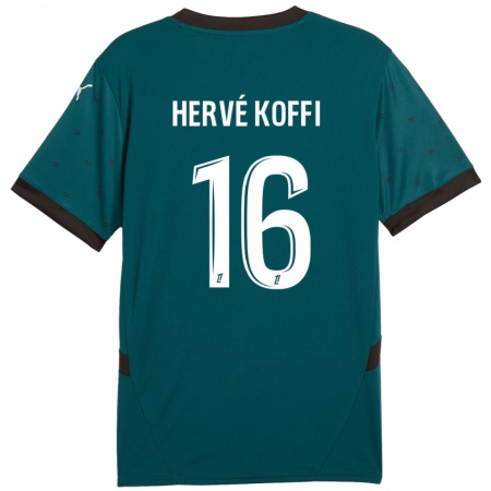 Kandiny Enfant Maillot Hervé Koffi #16 Vert Foncé Tenues Extérieur 2024/25 T-Shirt