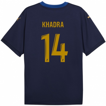 Kandiny Enfant Maillot Reda Khadra #14 Bleu Marine Doré Tenues Extérieur 2024/25 T-Shirt