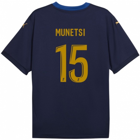 Kandiny Enfant Maillot Marshall Munetsi #15 Bleu Marine Doré Tenues Extérieur 2024/25 T-Shirt