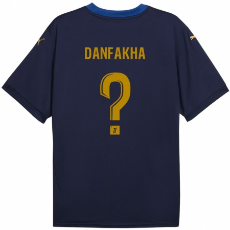 Kandiny Enfant Maillot Dialla Danfakha #0 Bleu Marine Doré Tenues Extérieur 2024/25 T-Shirt