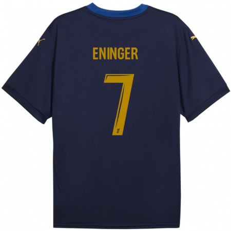 Kandiny Enfant Maillot Thelma Eninger #7 Bleu Marine Doré Tenues Extérieur 2024/25 T-Shirt