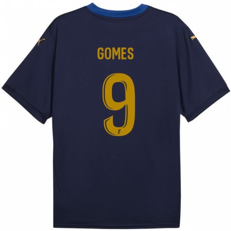 Kandiny Enfant Maillot Mélissa Gomes #9 Bleu Marine Doré Tenues Extérieur 2024/25 T-Shirt