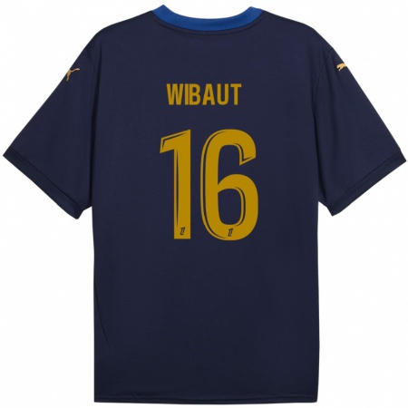 Kandiny Enfant Maillot Clara Wibaut #16 Bleu Marine Doré Tenues Extérieur 2024/25 T-Shirt