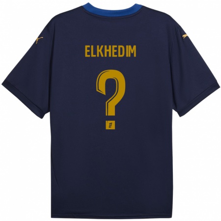 Kandiny Enfant Maillot Abdenoor Elkhedim #0 Bleu Marine Doré Tenues Extérieur 2024/25 T-Shirt