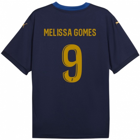 Kandiny Enfant Maillot Melissa Ferreira Gomes #9 Bleu Marine Doré Tenues Extérieur 2024/25 T-Shirt