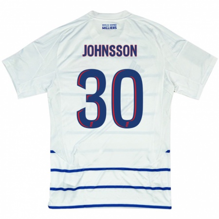 Kandiny Enfant Maillot Karl-Johan Johnsson #30 Blanc Bleu Tenues Extérieur 2024/25 T-Shirt