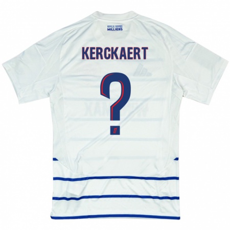 Kandiny Enfant Maillot Gabriel Kerckaert #0 Blanc Bleu Tenues Extérieur 2024/25 T-Shirt