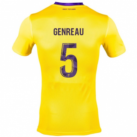 Kandiny Enfant Maillot Denis Genreau #5 Jaune Violet Tenues Extérieur 2024/25 T-Shirt