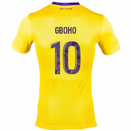 Kandiny Enfant Maillot Yann Gboho #10 Jaune Violet Tenues Extérieur 2024/25 T-Shirt