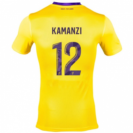 Kandiny Enfant Maillot Warren Kamanzi #12 Jaune Violet Tenues Extérieur 2024/25 T-Shirt