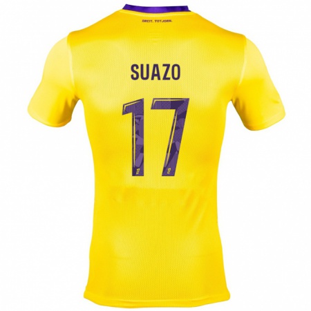 Kandiny Enfant Maillot Gabriel Suazo #17 Jaune Violet Tenues Extérieur 2024/25 T-Shirt